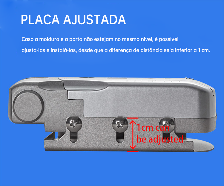 Placa de montagem ajustável para diferentes caixilhos de porta