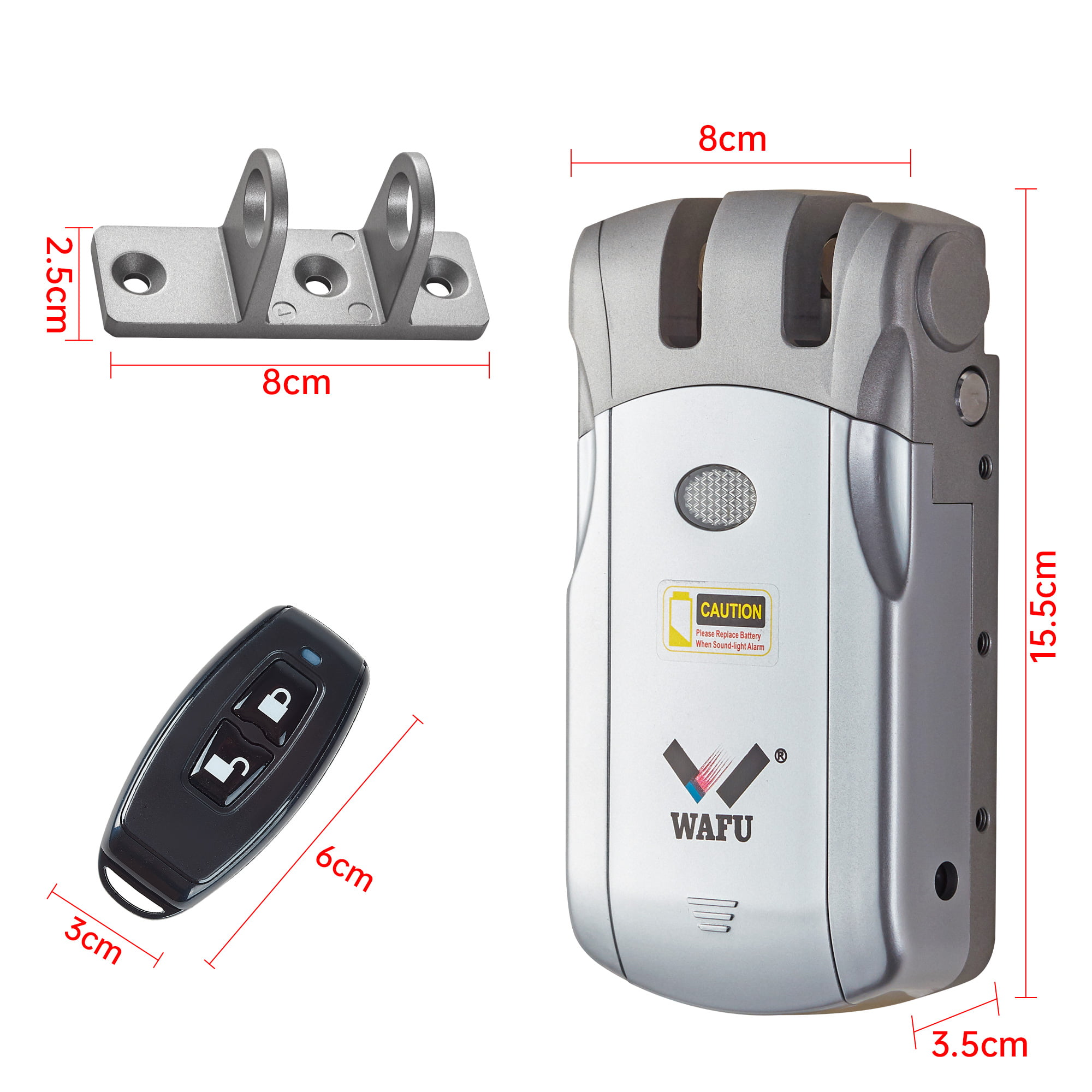WF-019 lembrete de bateria fraca por som e luz e diagrama do tamanho da bateria