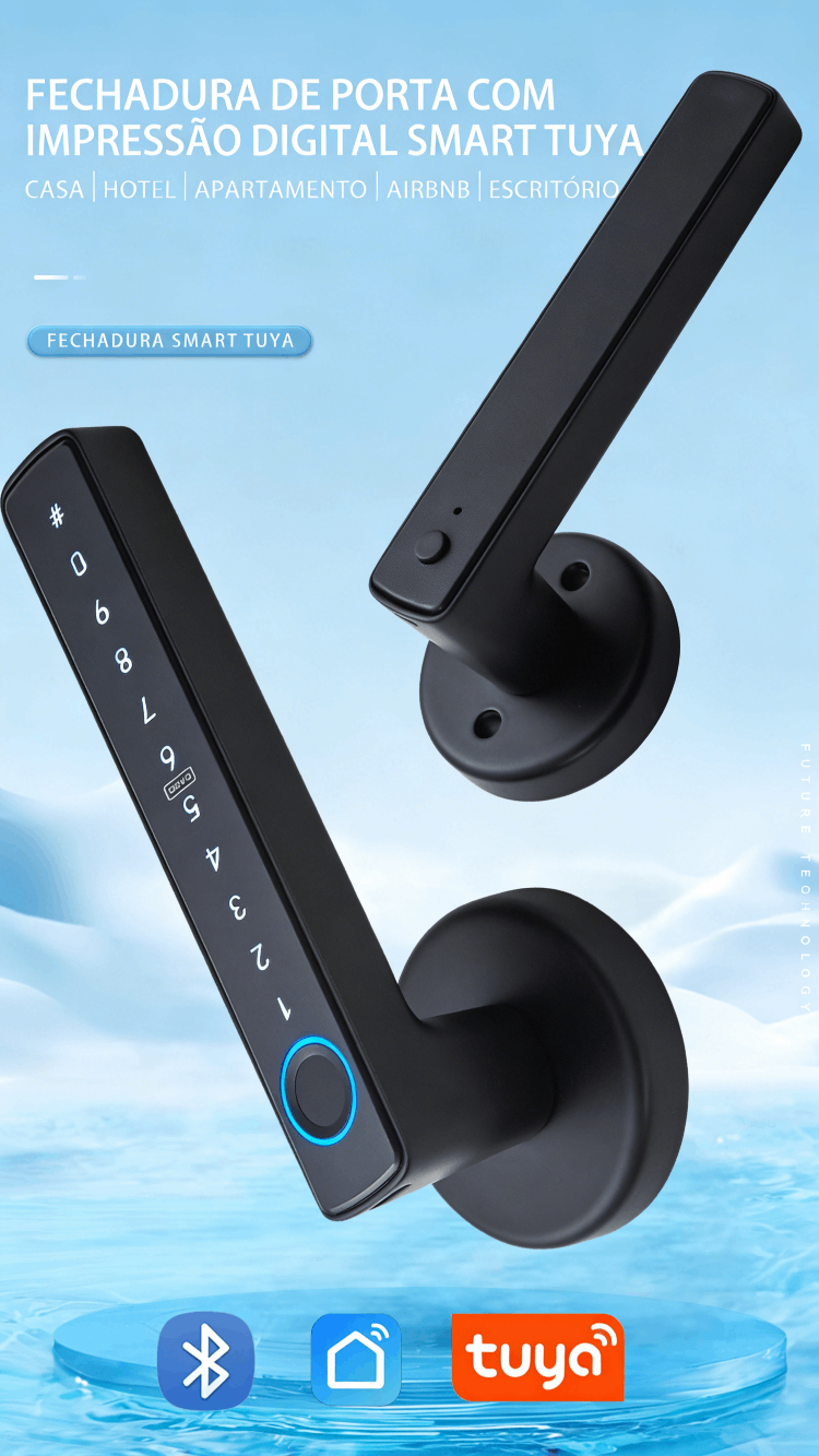 WF-F6 fechadura Tuya com impressão digital popular para casa e negócios