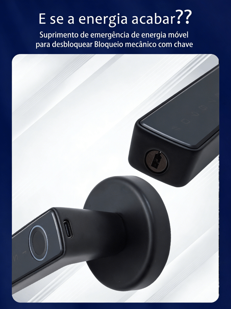 WF-F6 chave mecânica + porta Type‑C de emergência