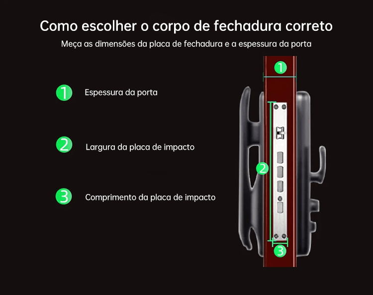 WF-MY6 diagrama de medição das dimensões do corpo da fechadura
