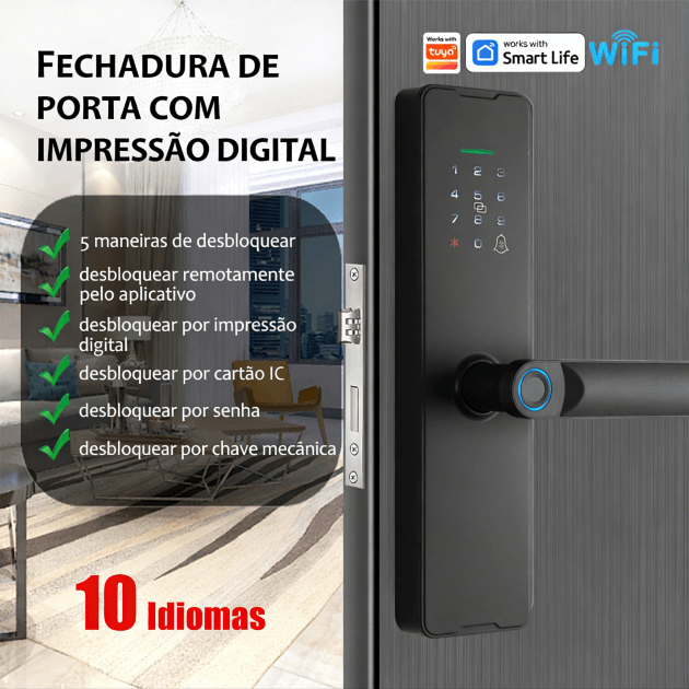 WF-X8 Wi‑Fi com desbloqueio 5‑em‑1 e menu multilingue