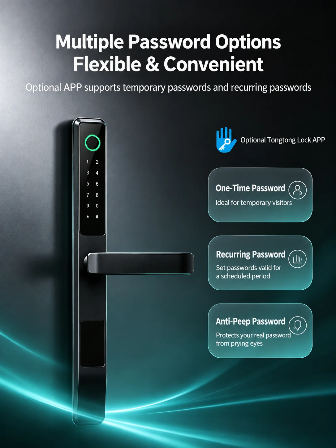 Fechadura inteligente WF-V4 com manípulo para portas de alumínio com corte térmico detail image 7