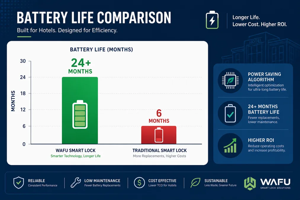 Comparativo de autonomia da bateria CR2: mais de 24 meses em utilização hoteleira típica