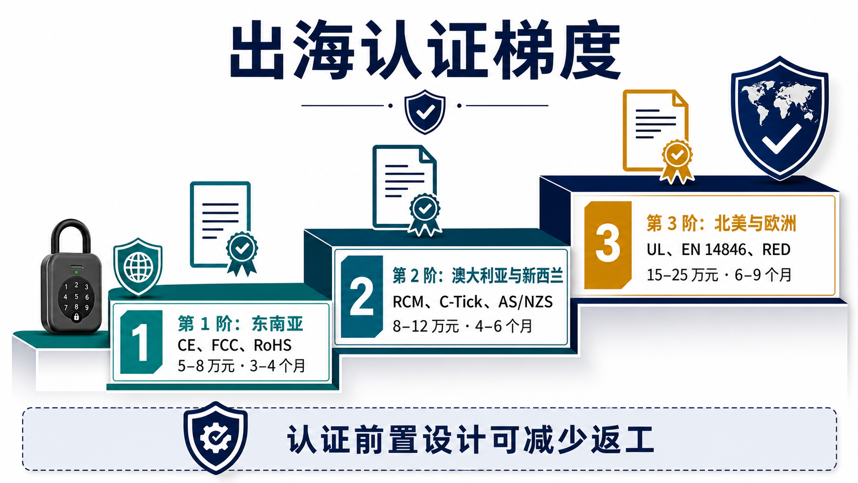 Gradiente de certificação exportação e custos — SEA, ANZ, América do Norte & Europa